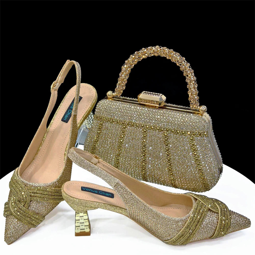 Doershow Lastest Italian Design Fashion Style Ladies Shoes with Matching Bag Set 2024 Nigerian Shoes and Bag Set HAS1-5