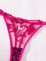 A RoseRed Sexy Lingerie Set, Combining Leopard Print and Floral Patterns, Combining Allure and Sensuality