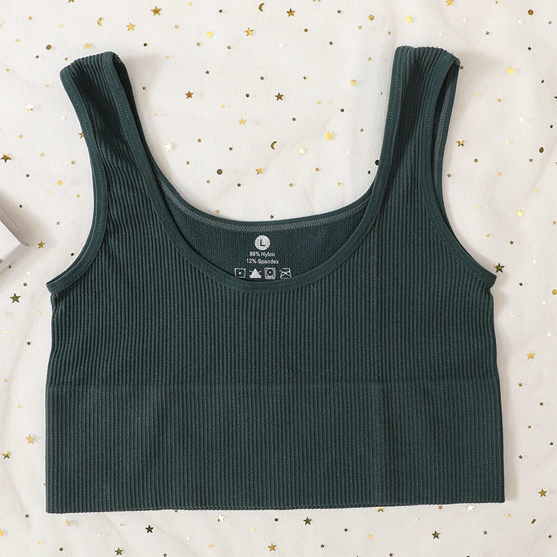 Seamless Bras For Women Streetwear Rib Sports Tank Top Sexy Lingerie No Pads Crop Top Female Fitness Underwear