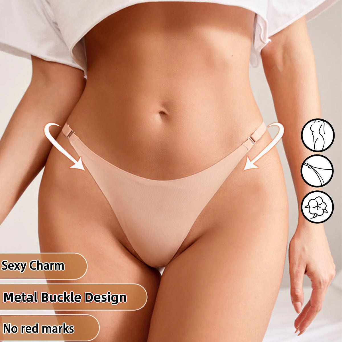 8 Pcs Women's Low Waist Thong Underwear - 4 Seasons Daily/Leisure/Commuting Wear, Elegant Sexy Solid Color, Simple Design