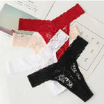 Transparent Lace Low Waist G-String Thong Women's Elastic Seamless T-Pants Comfortable Cotton Crotch Female Underwear