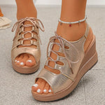 Women Sandals Summer New Wedges Platform Sandals Women Sexy High Heels Shoes Peep Toe Open