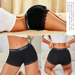 Women's Cotton Lace Boyshorts Sexy Letter Belt Breathable Boxer Panties High Waist Stretch Briefs Comfortable Sport Shorts S-XXL