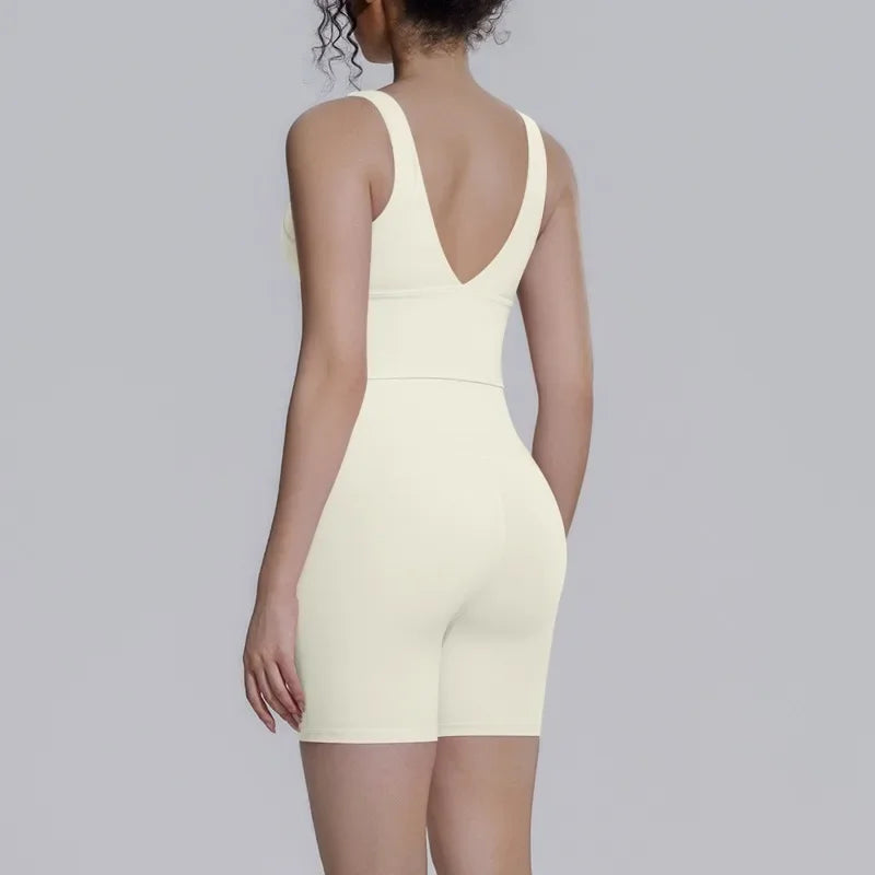 Women's Yoga Set Sports Running Fitness Beautiful Back Vest Hip Lifting Slim-Fit High Waist Shorts Training Gym Workout Suits