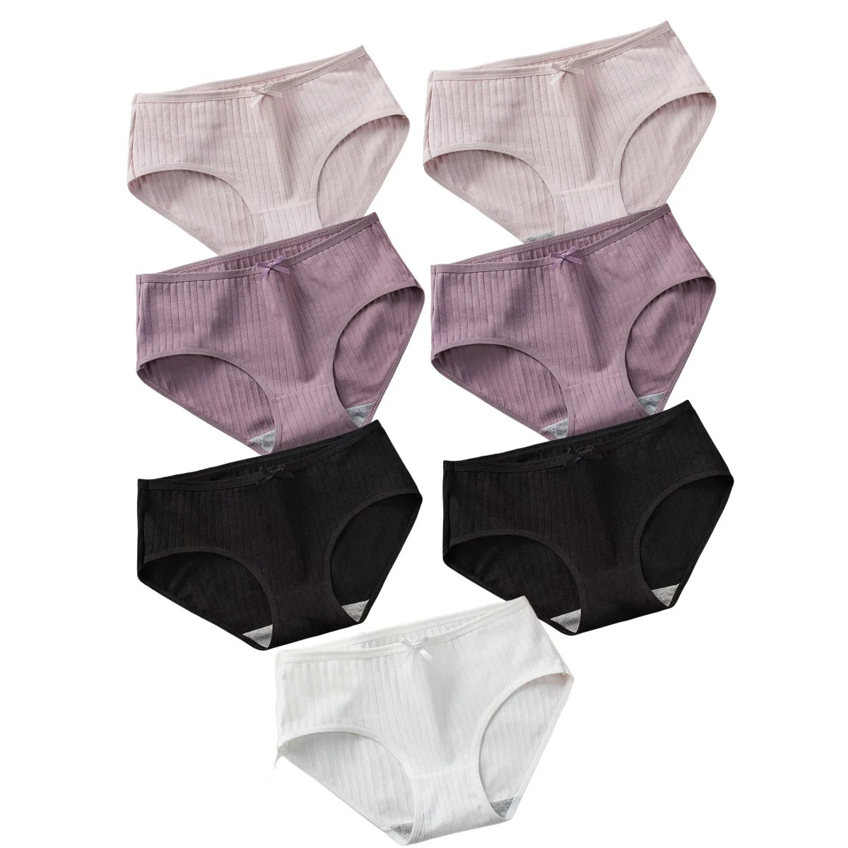 7Pcs/Set Cotton Panties Low Waist Briefs Women Sexy Lingerie Female Underpants Panty Solid Color Breathable Underwear Intimates