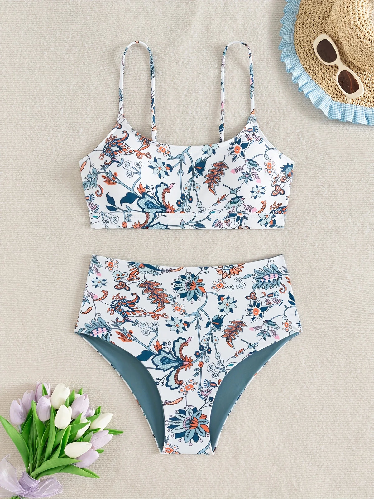 ZTVitality Sexy Floral Print Female Swimsuit Women Bikini 2025 Swimwear High Waist Bikinis Two Pieces Summer Beachwear Biquini