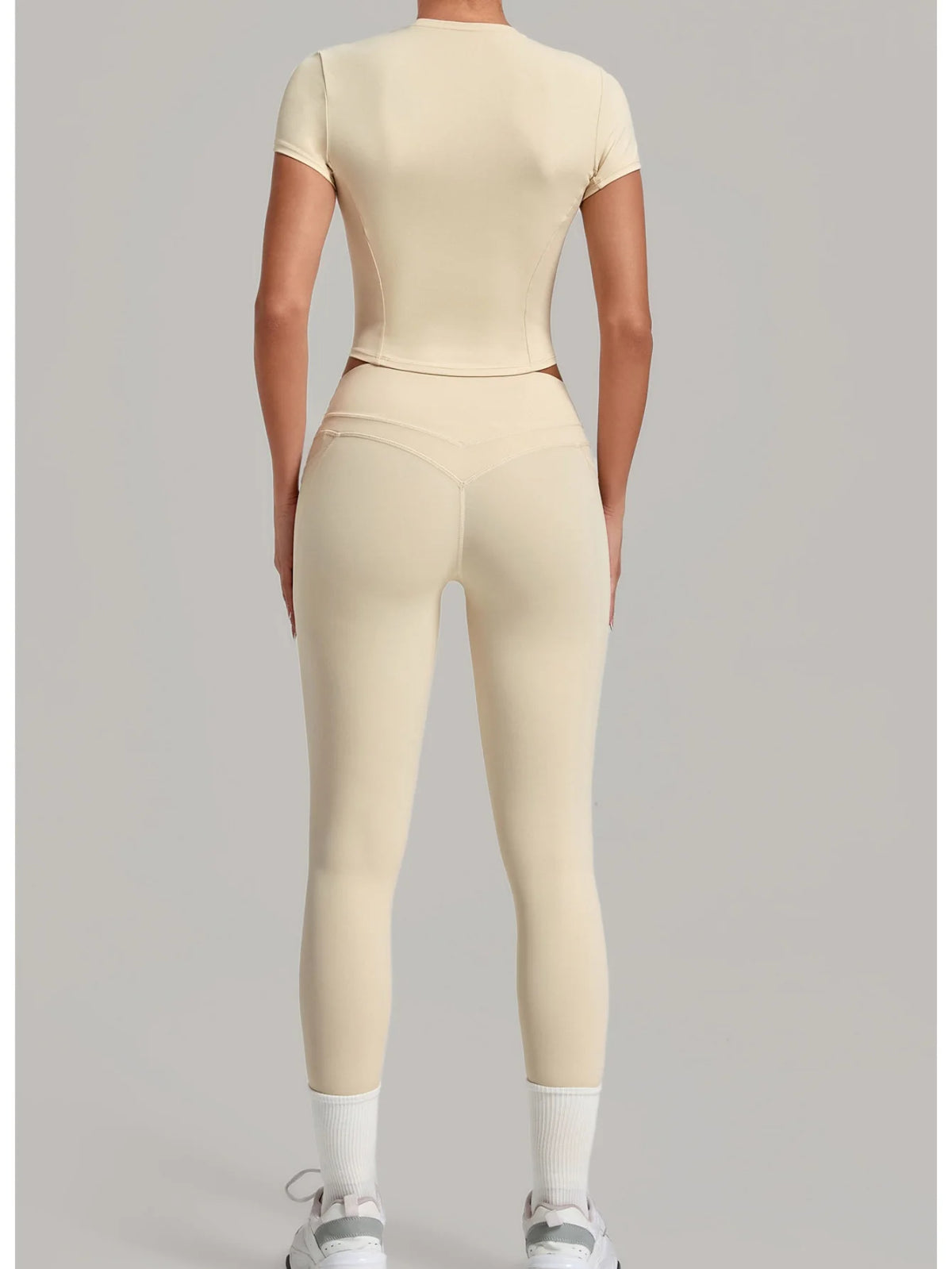 Women Tracksuit Yoga Sets Short Sleeve Slim Sports T Shirts Workout Clothes Outdoor Tight High Waist Pocket Pants Fitness Suits