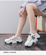 Women Platform Sneakers Autumn Trend Casual Flats Female Fashion Lace Up Thick Soled Comfortable Increase Vulcanized Shoes2024