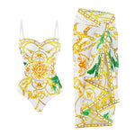 Push Up One Piece Swimsuit With Cover Up Sexy Swimwear Women 2025 Printed Swim Suits Female Bikinis Sliming Bodysuit Beachwear
