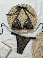Shiny Brozing Wine Leopard Print Bikini Women Sexy Push Up Bra Pleate Triangle Swimsuit 2026 Beach Bathing Suit Holiday Swimwear