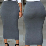Women Skirt Solid Color Elastic Bodycon High Waist Mid-calf Length Sheath Skirt No Constraint Match Top Comfortable Dating Skirt