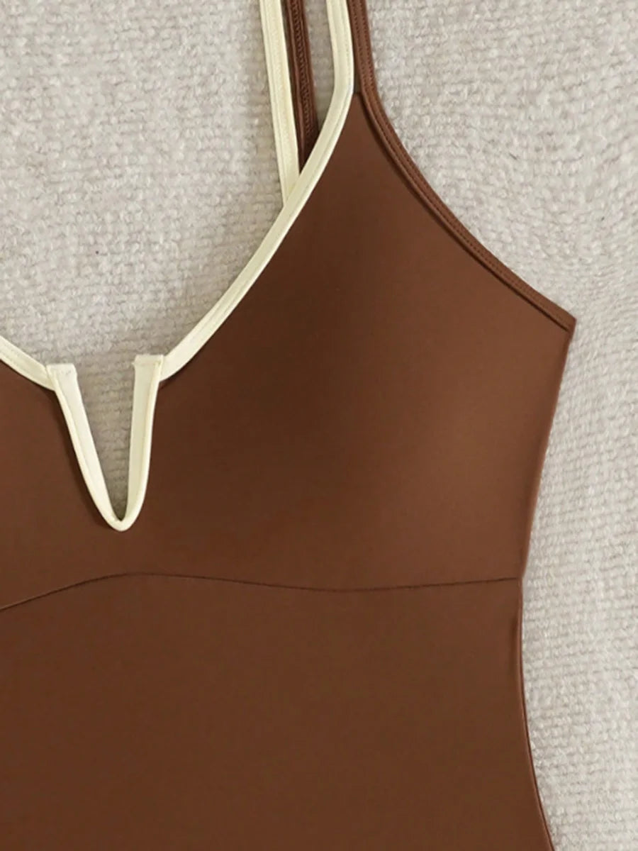 2025 Splicing Underwired V-Bar Women Micro Thong Swimwear One Piece Swimsuit Female Backless Monokini High Cut Bathing Suit Swim