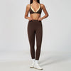 NCLAGEN Women Sportwear Fake 2 Piece Thin Strap Sports Suit Casual Running Bra Pants Workout Outfit Activewear Pilates Yoga Set