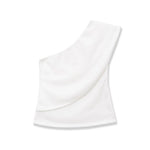 Women's Fashion Casual Off-Shoulder Stylish Top White Top Slim Fit Single Sleeve Casual Blouse For Women Daily Party Wear QHRH