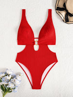 2026 Deep V Neck Cut Out Women Swimwear One Piece Swimsuit Female High Leg Cut Monokini Bather Backless Bathing Swim Beachwear