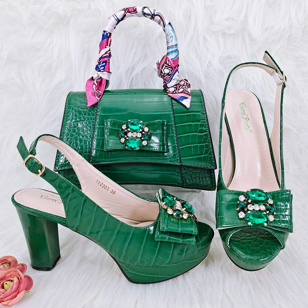 Doershow beautiful Italian Shoe and Bag Set New Shoes and Bag Set In Italy pink Color Italian Shoes with Matching Bags HFG1-23