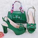 Doershow beautiful Italian Shoe and Bag Set New Shoes and Bag Set In Italy pink Color Italian Shoes with Matching Bags HFG1-23