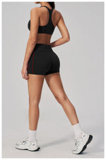Quick Drying Shaved Tight Yoga Suit for Women Color Contrast Slim Sports Bra High Waist Shorts Running Fitness Suits Tracksuit