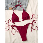 7 Colors Halter Brazilian Bikini Women Swimwear Female Swimsuit Two-pieces Bikini set Padded Bather Bathing Suit Swim Lady V3536