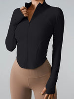 Women's Long-Sleeved Clothes Zipper Sports Jacket Top Outer Wear Professional Training Running Fitness Clothes Spring