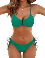 2026 Multicolor Textured Adjustable Tie Side Push Up Sexy Bikini Padded Swimwear For Women Beach Bathing Suit