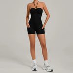 Womens Two Way Wear Bodysuit Sleeveless Yoga Stretch One Piece Romper Sexy Fitness Side Pockets Sportwears Bodysuit