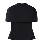 Women's Fashion Casual Shawl-Style Waist-Cinching Top Solid Color For Woman Elegant Cape Sleeve Top For Women White Black 81FF