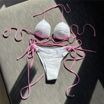New Wrap Around Halter Wrinkled Bikini Women Swimwear Female Swimsuit Two-Pieces Bikini Set Bather Bathing Suit Swim Lady V4081