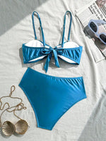 Sexy Metal Shell High Waist Bikini Set Women Black Coffee Pleate Push Up Two Piece Swimsuit 2026 Holiday Bathing Suit Swimwear