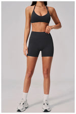2 Pieces Seamless Yoga Sets Women Solid Color Sports Bra Tight Fitting Peach Buttocks Shorts Fitness Suit Gym Running Tracksuit