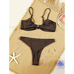 Sexy Wrinkled Brazilian Bikini Female Swimsuit Women Swimwear High Cut Leg Bather Bathing Suit Swim Two-pieces Bikini set K8056