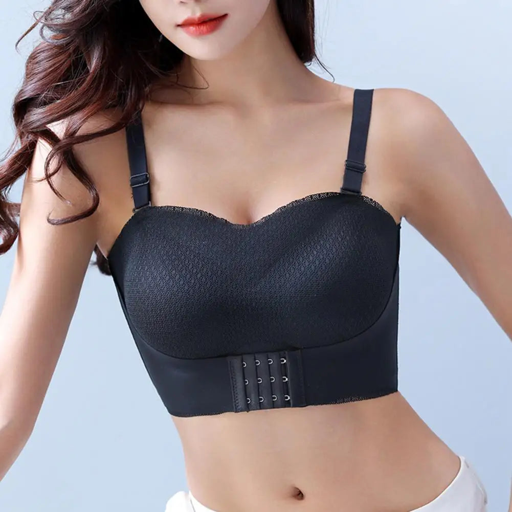 Women Bra Anti-slip Push Up Front Closure Invisible Tube Top Bra Solid Color Elastic Lady Bandeau Bra Women Underwear
