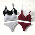 Comfort Cotton Bra Panties Set Women Push-Up Bra Low Waist Thongs Sports Underwear Sexy Lingerie Set Female T-Back Intimates