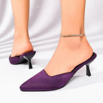 New Luxury Pointed Toe Women Mules Slipper FashionLadies ElegantSandal Square Low Heel Slip on Slides Shoes