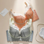 Thin WireFree Underwear Women Thin Style Large Chest Show Small Bra Gathered Adjusted Breast Closure No Steel Ring Bra 80-120CDE