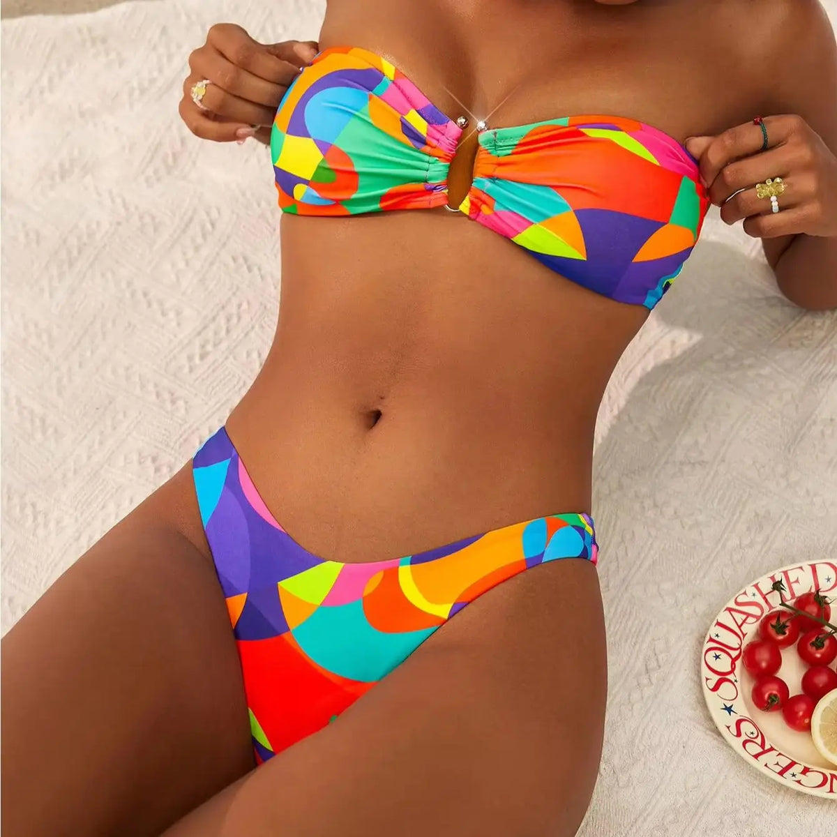 ZTVitality Sexy Print Bikini Set 2025 New Arrival Padded Bra Strapless Swimsuit Women Swimwear Summer Beachwear Biquini