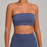 Padded Backless Bandeau Sports Bra Gym Women Crop Tube Top Seamless Yoga Top Sexy Workout Sportswear Push-up Fitness Underwear