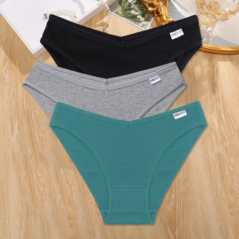 3Pcs/set Cotton Panties Women M-4XL Low Waist Underwear Plus Size Briefs Ladies Comfortable Underpants Female Panties Lingerie