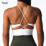 Embrace Seamless Sports Bra Women Backless Gym Bra Tops Padded Yoga Bras Push Up Running Sports Bras Workout Bralette Sportswear