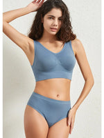 Seamless Bra Set Women Wireless Tanks Bra FemaleLow Rise Thongs Panties Sexy Lingerie Set Comfy Underwear Intimates S-5XL