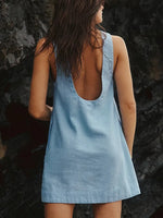 2025 Summer Mini Dress New Women's Clothing Fashion Elegant Loose Vestidos Vacation Solid Color Female Sleeveless Vest Dresses