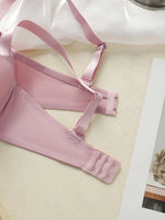 Pink Women Set Solid color daily lingerie set push up bra comfortable close fitting lingerie set Small chest appears larger 2051