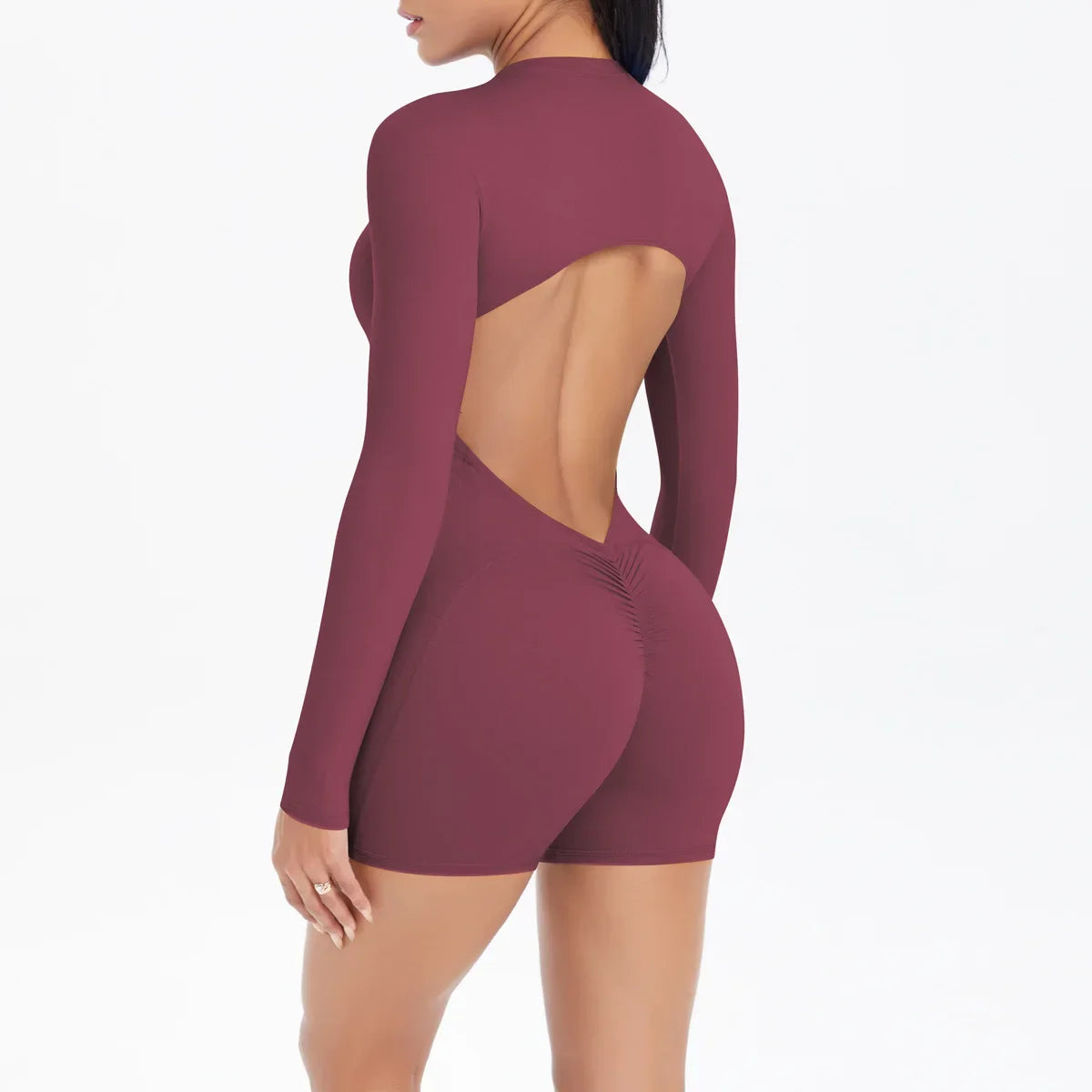 Women's Yoga Jumpsuits Sports Fitness Backless Half Zipper Peach Hip-Lifting Naked Feel Gym Running Workout One-Piece Bodysuits