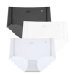3Pcs/Set Women Ice Silk Briefs Scallop Trim Seamless Panties Ladies Underwear Lightweight Sexy Lingerie Female Underpants M-XL