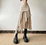 Sexy Irregular Y2K Skirts Women Vintage American High Waist Slim Slit Long Skirt Casual Lady Streetwear Retro Summer Skirts XGM8