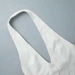 Elegant Halter Neck Backless White Tank Tops Women 2026 Summer Sexy Off Shoulder Buttons Crop Top High Street Lady Solid Vests