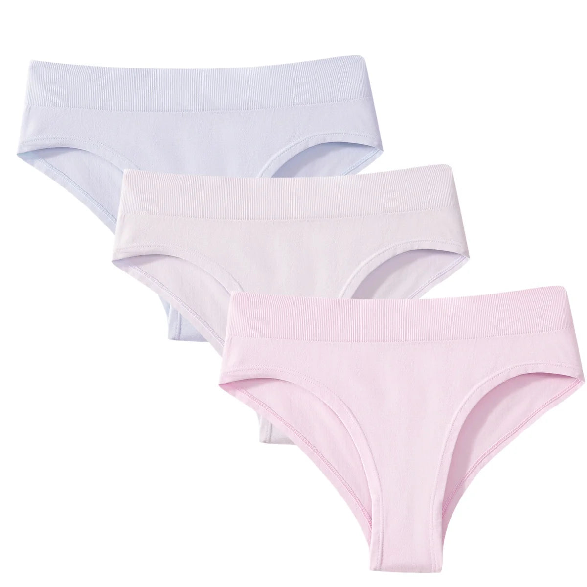 3Pcs/Set High Rise Briefs Women Classic Panties Female Underpants Solid Color Panty Plus Size Underwear Sexy Lingerie S-3XL
