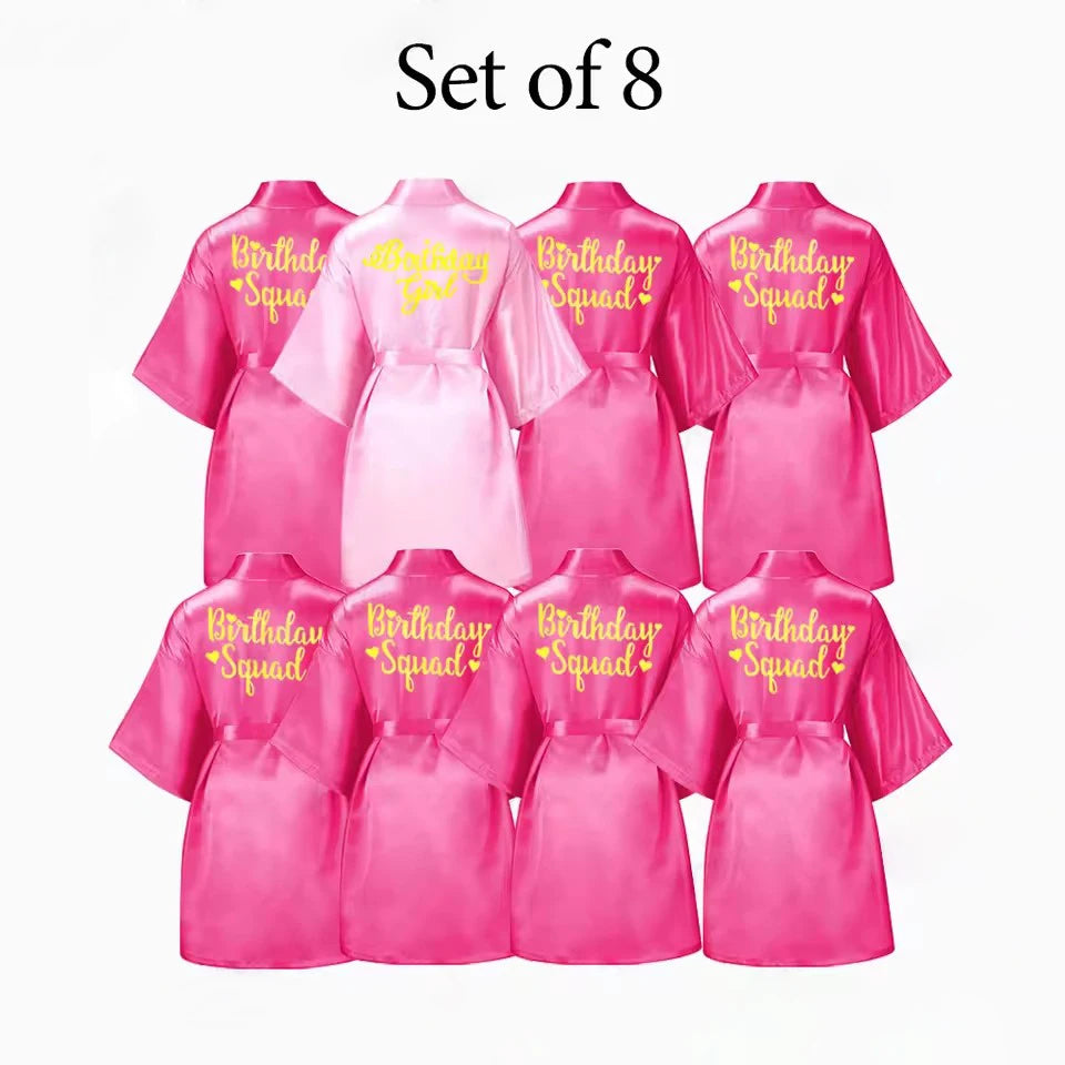 6-12Pcs Spa Girls Party Birthday Squad Robes Girl Kimono Spa Robe Pajama Party Favors Soft Satin Bathrobe for Kid Birthday Decor