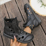 New 2026 Women's Casual Cool Boots Spring Summer Hollow Breathable Soft-soled Comfortable Flat-bottomed Short Boots