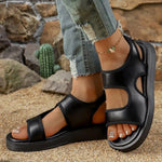 New Fashion Breathable Mesh Round Head Sandals for Women Casual Flat Bottom Roman Style Black Beach Sandalias Femmes
